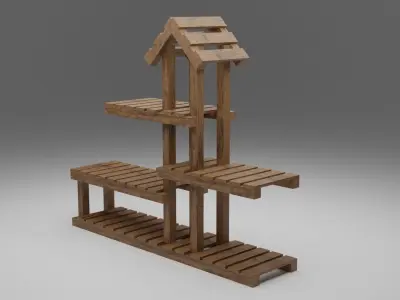 Flower Bed - Wood 3D model