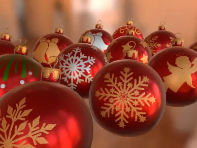Red Christmas Balls 3D model