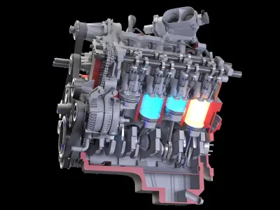 How Engine Ignition Works Cutaway Animation 3D model