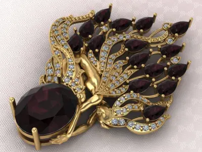 woman pendant  with gem 3D print model