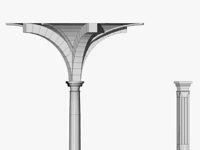 Vaulting 2-4  Romanic  750cm spaced   thin arches and thin curbs Low-poly 3D model