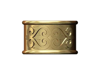 Wide floral scroll engraving cigar band US sizes 6to9 3D print model