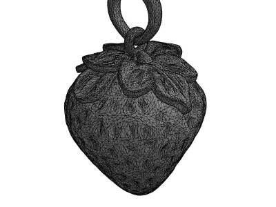 Golden Strawberry Enamel Charm Pendant Low-poly 3D model