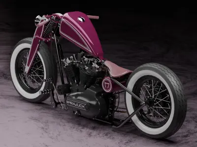 Custom Harley Davidson Bobber Low-poly 3D model