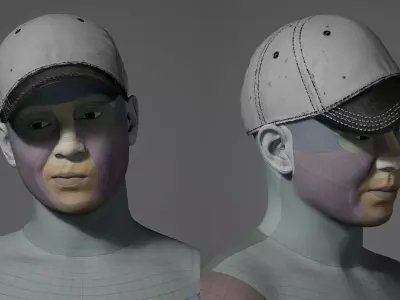 Baseball Cap - Realistic Two-Tone Stitched Hat Low-poly 3D model