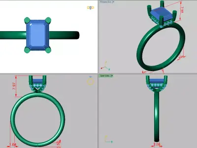 radiant under halo solitare ring  3D print model
