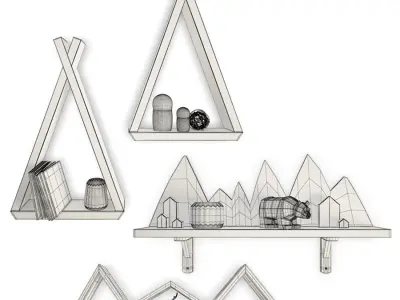 Trendy Teepee Shelves For Kids 3D model