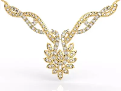 Floral V-Shape Diamond Pendant 3D print model