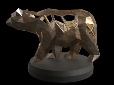 Steampunk Bear Low-poly 3D model