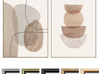 Plaster Two Photo Frame 533 Low-poly 3D model