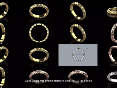 Coco Crush mini rings in different sizes 15 - 19 3D Model Pack