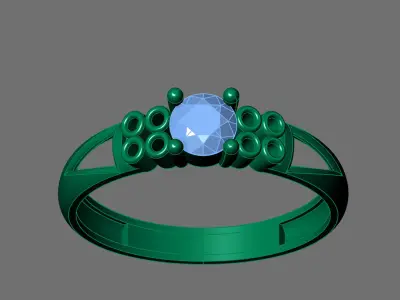 Womens Rings With Stone Ring Ready STL 3DM Models Rings women 3D print model 33