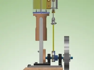 Vertical Single Cylinder Steam Engine 3D model