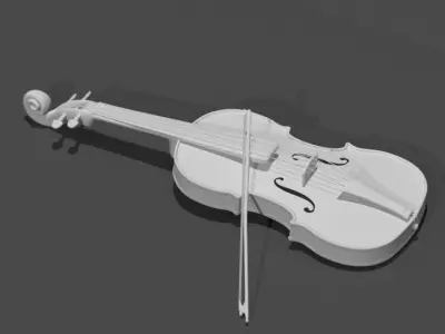 Violin with bow 3D Model 3D model