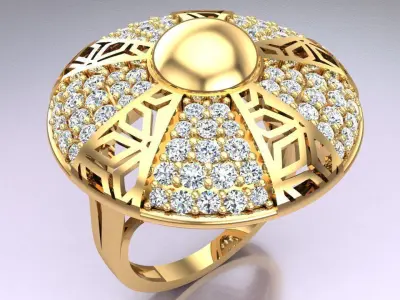  Mesh flower ring - Italian rings - Womens Rings - N6357 3D print model