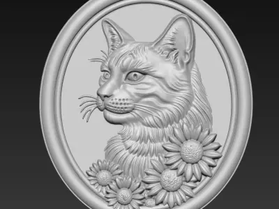 Cat Head Pendant A87 3D print model