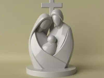 Holy Family Minimalist Sculpture 3D print model