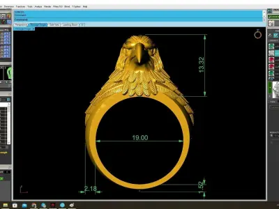 Luxury Eagle Head Men Ring 3D Jewelry Model  3891 3D print model