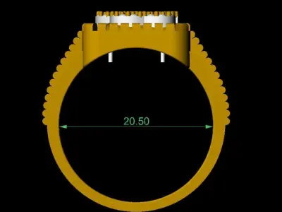 Gold OMKAR Sign Mens Ring with Diamond  3D print model