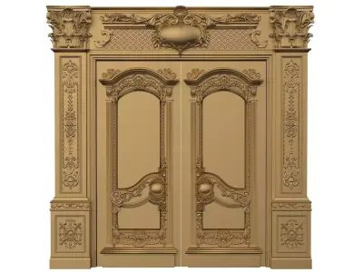 Royal style gold plated classic door C 3D model