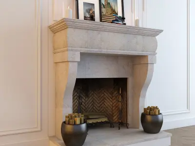Fireplace with decor 3D model