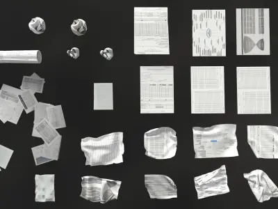 Scattered paper Low-poly 3D model