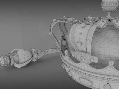 Crown and sceptre 3D model