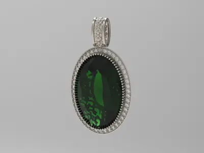 Pendant 3D print model lapis lazuli in sterling silver 3D print model