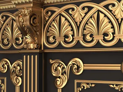 Boiserie Classic Panels and Decorative Crafts Wood 02 Low-poly 3D model