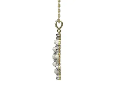 Pendant-159 snowflake necklace with pearls and diamonds 3D print model