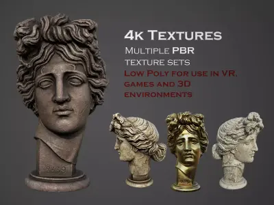 Bust of Apollo  Low-poly 3D model