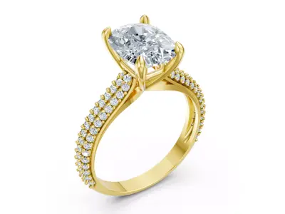 Luxury Diamond Engagement Ring CAD Design 3DM File 3D print model