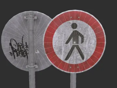 Lowpoly CITY TRAFFIC STREET SIGN No Passenger VR AR Games 3D Low-poly 3D model