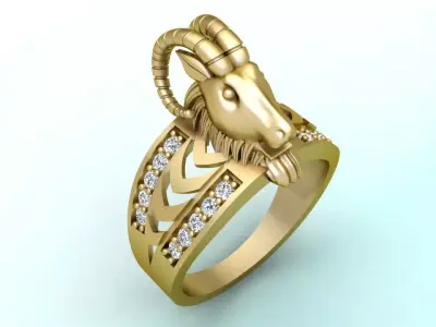 Goats head ring - Goat ring 3D print model