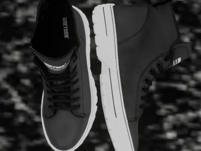 GREYDER LEATHER 3D SHOES  - HIGH Low-poly 3D model