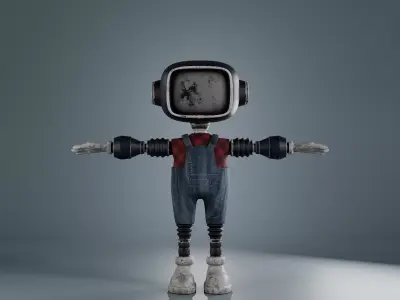 TV Head Robot Character 3D model