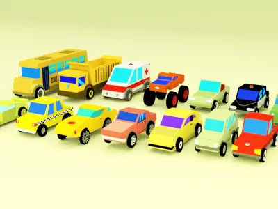 Low Poly Cars toy 3D model