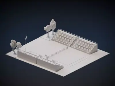 Tennis Court  Free low-poly 3D model