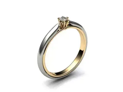 Jewelry Set solitaire diamond engagement ring gold and gold 3D model