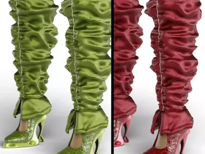 Knee High Open Boots Low-poly 3D model