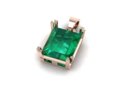 emerald-style green gemstone pendant  3D print model