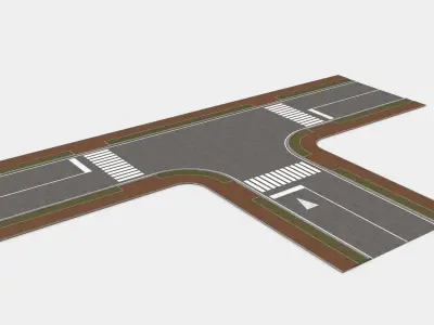 Highway Streets and Construction Roads Unreal Engine Project  Low-poly 3D model