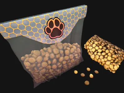 Dog Pet Cat  Dry Food Low-poly 3D model