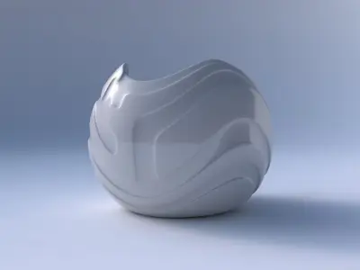 Bowl Spheric wavy with smooth ribbons 3D print model