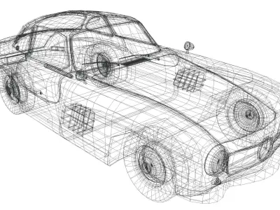 Mercedes Benz 300 SL Gullwing AMG 1955 Low-poly 3D model