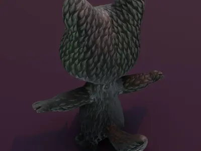 Cartoon Black Wolf 3D Model Low-poly 3D model