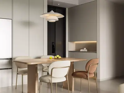 Modern living room dining room interior scenes 129 3D model