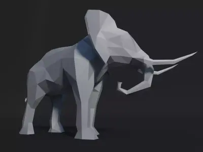 Low-poly Elephant with tusks Low-poly 3D model