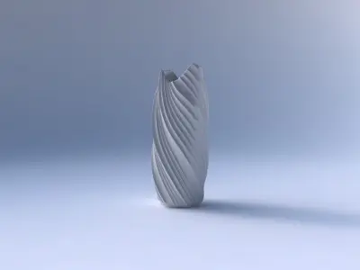 Vase twisted double arc hexagon with extruded vertical lines 3D print model