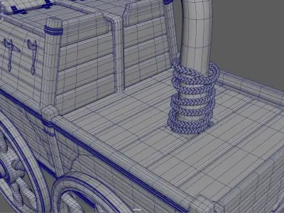 Caravan - 3 wooden wagon with tree 3D model